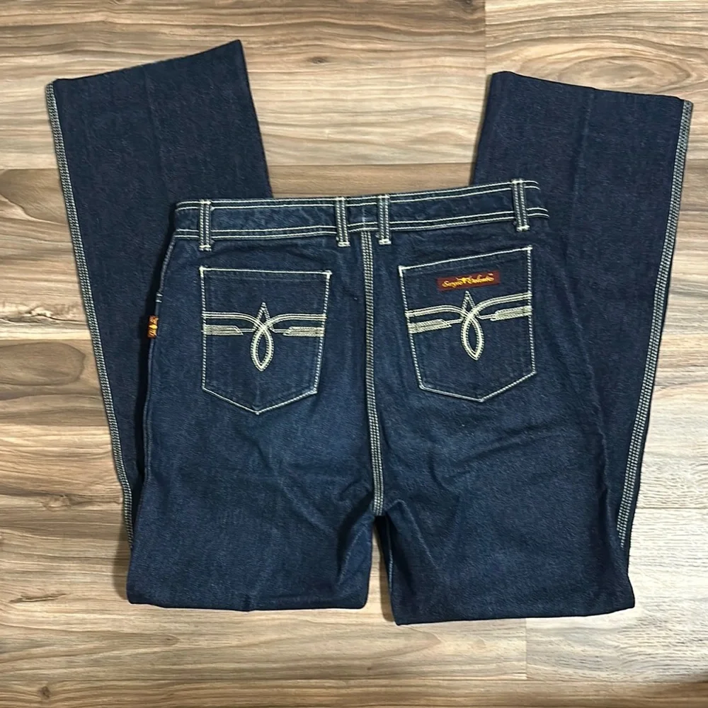 Sergio Valente Blue Straight Jeans Classic Design-Size 34 but more like 28-29 - Picture 11 of 11